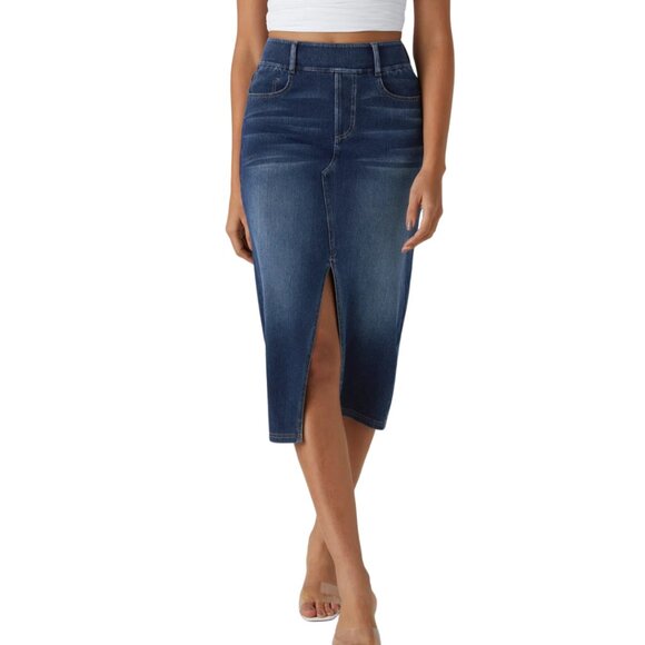 HALARA‎ Magic Denim High Waist Midi Jeans Skirt Size Small & XL NWOT - Picture 1 of 13